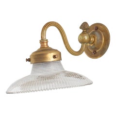 Antique Reclaimed Glass Wall Light from Holophane, 1950s For Sale