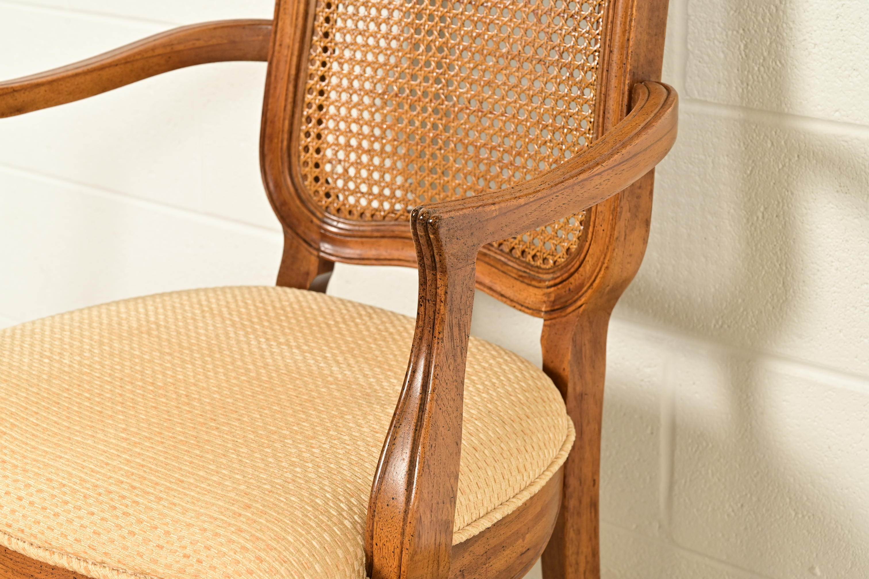 Thomasville French Provincial Louis XV Carved Walnut and Cane Back