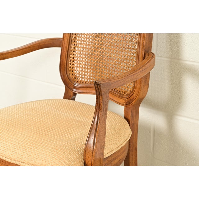 Brown Thomasville French Provincial Louis XV Carved Walnut and Cane Back Dining Chairs, Set of Eight For Sale - Image 8 of 14