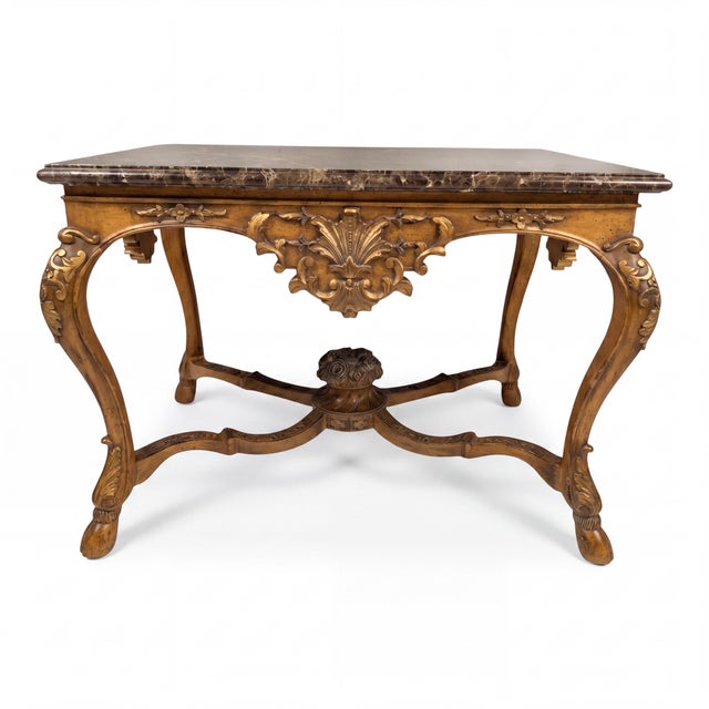 Late 20th Century 20th-C. Maitland-Smith French Louis XV Style Marble Top Fruitwood Center / Side Table For Sale - Image 5 of 11