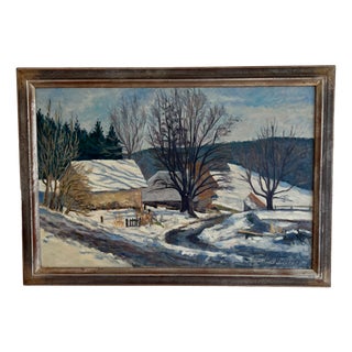 Markus Jenzer, Campagne enneigée, 1973, Oil on Canvas, Framed For Sale