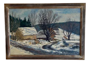 Markus Jenzer, Campagne enneigée, 1973, Oil on Canvas, Framed
