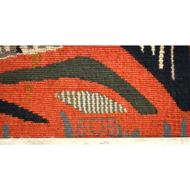 Wood Mary Dambiermont, Mid Century Modern Handmade Wool Belgian Art Aubusson Tapestry Mary Dambiermont, Circa Late 20th Century For Sale - Image 7 of 12