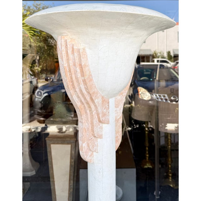 Italian Art Deco Style Tessellated Stone Torchiere From 80's For Sale In Miami - Image 6 of 9