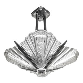 French Art Deco Chandelier Signed by Frontisi (Pair Available) For Sale
