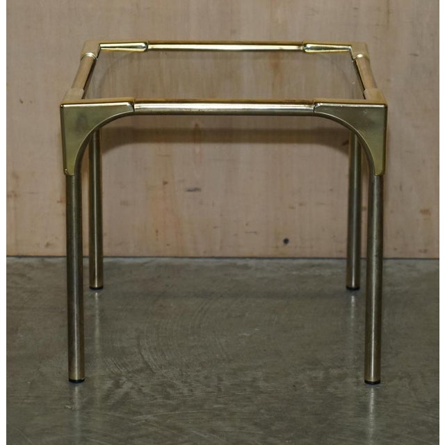 Mid-Century Modern Brass and Smoked Glass Coffee Table with Nesting Tables, Set of 3 For Sale - Image 17 of 18