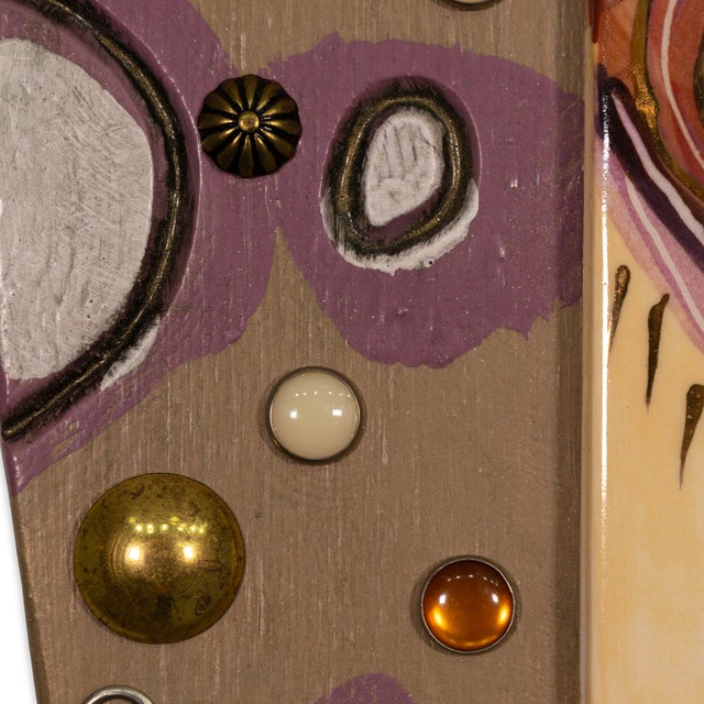 Pat Custer Denison Mixed Media Hanging Folk Art Deer For Sale In Detroit - Image 6 of 7