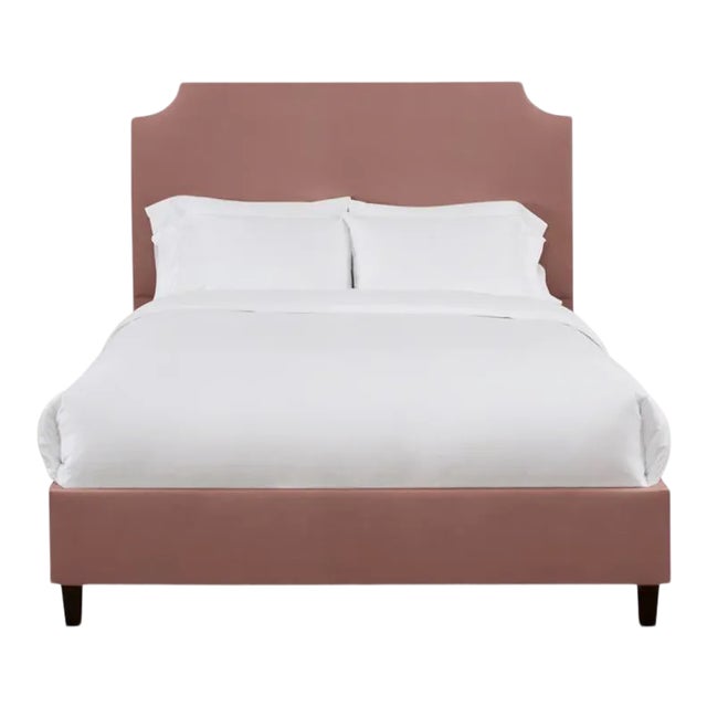 Reagan California King Bedframe, Blush Velvet For Sale
