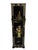 A striking vintage Chinoiserie umbrella stand featuring a glossy black lacquer finish accented with intricate hand-painted...