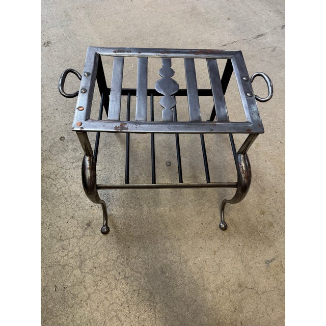 1920s Wrought Iron Fireplace Trivet Kettle Stand With Handles For Sale In West Palm - Image 6 of 6