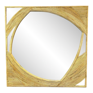 Bamboo and Brass Square Mirror