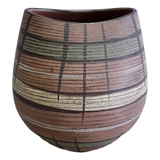 Vintage German Ceramic Vase with Geometric Colored Decor from Dümler & Breiden,, 1960s For Sale