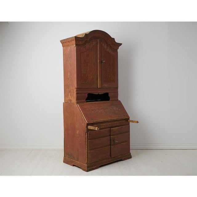 Wood Antique Swedish Rococo and Gustavian Style Secretary Cabinet For Sale - Image 7 of 18