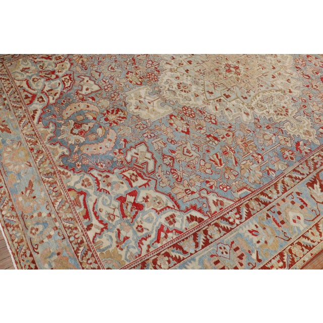 Early 20th Century Early 20th Century Sky Blue Persian Bakhtiari Carpet - 10'8" x 14'2" For Sale - Image 5 of 11