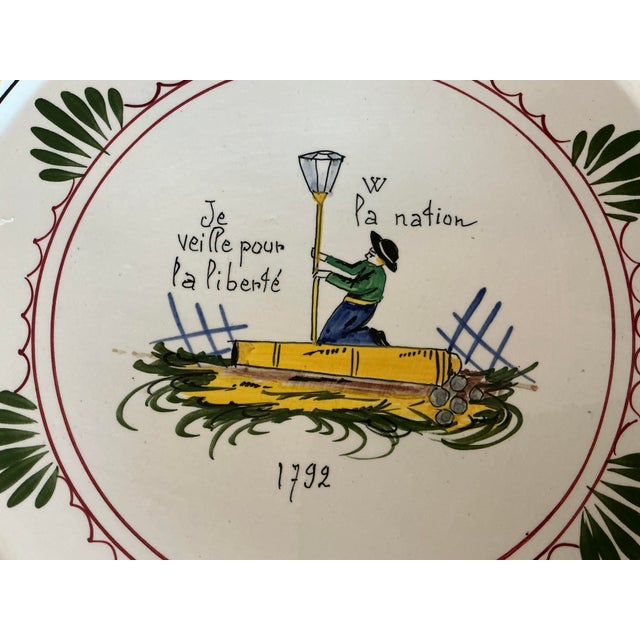 Henriot Quimper 1950s French Quimper "Freedom" Platter or Cake Plate For Sale - Image 4 of 5