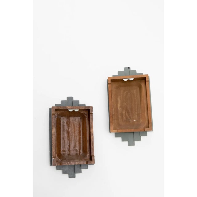 1960s Mirrored Art Deco-Style Sconces- A Pair For Sale - Image 4 of 4