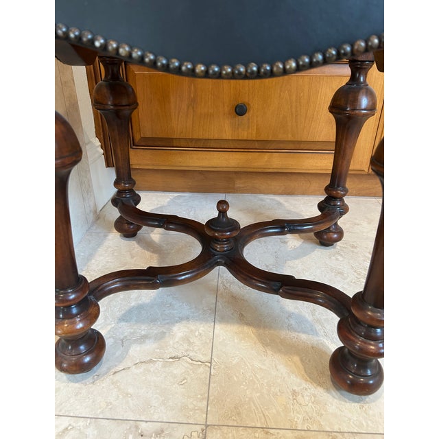 2000 - 2009 Theodore Alexander Black Leather Accent Chair For Sale - Image 5 of 10