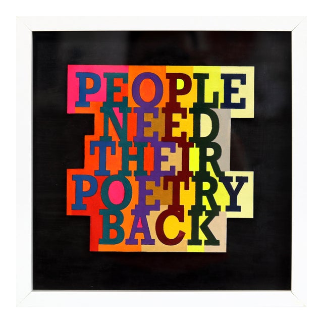 People Need Their Poetry Back - Colorful Neon Words Mixed Media Original Artwork by Fabio Coruzzi For Sale