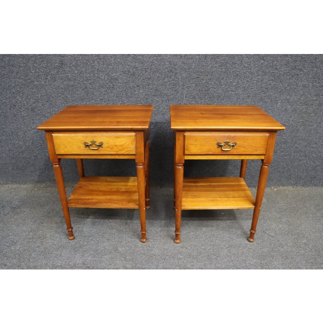 Late 20th Century Pair of Cherry Valley Stickley Cherry Wood Nightstands For Sale - Image 5 of 15
