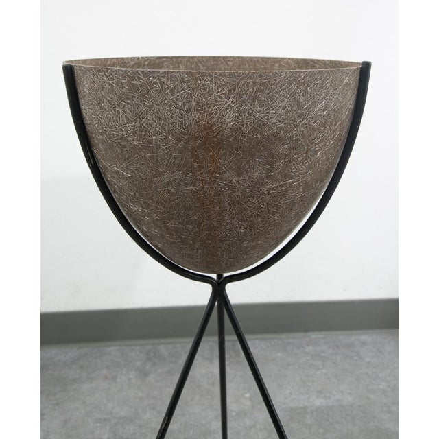 Metal Mid Century Modern Planter Kimball Bullet Round Atomic Plant Stand Brown MCM For Sale - Image 7 of 12