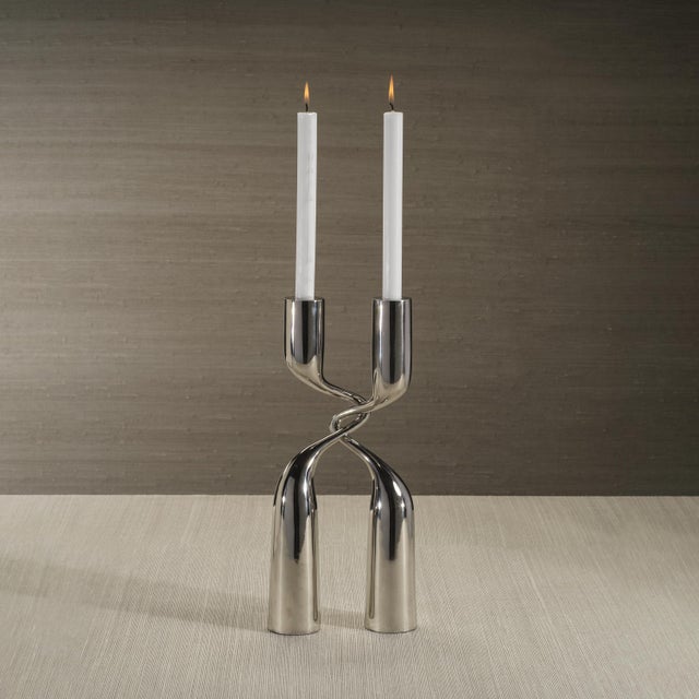 Contemporary Liaison 2-Piece Metal Candle Holder Set For Sale - Image 3 of 7