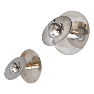 Silver-Plated Brass Flush Mounts or Sconces, Germany, 1970s, Set of 2 For Sale