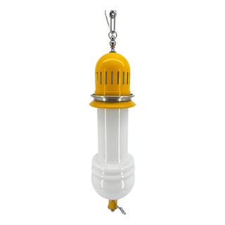 Oblong Pendant Lamp in Metal and Glass, Italy, 1970s For Sale