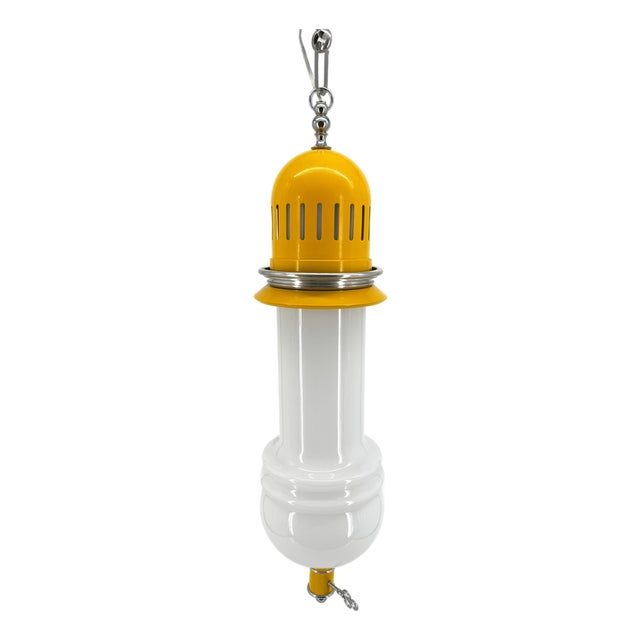 Oblong Pendant Lamp in Metal and Glass, Italy, 1970s For Sale