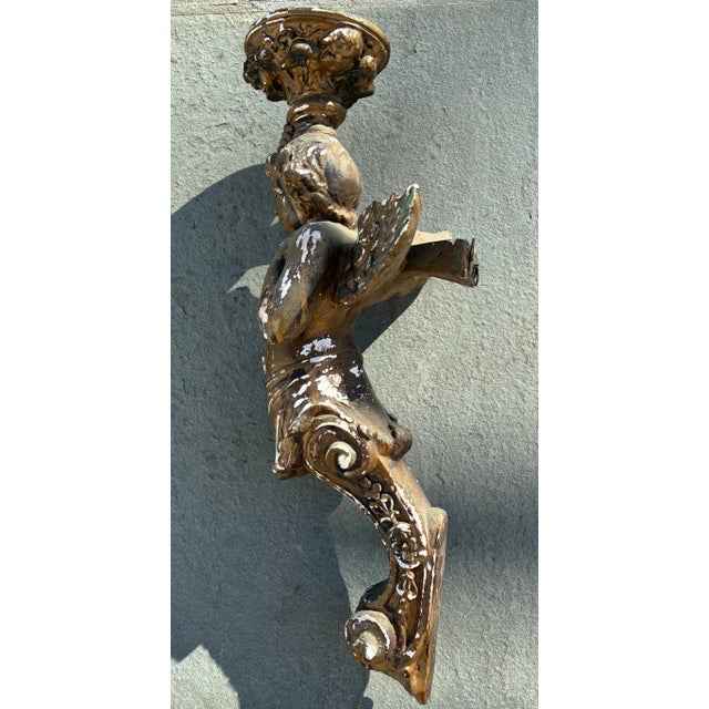Rococo Monumental Rococo Revival Cherub Wall Bracket, 22 Inches For Sale - Image 3 of 10