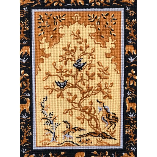 Wood 1979 Vintage Persian Tapestry Needlepoint — Framed For Sale - Image 7 of 9