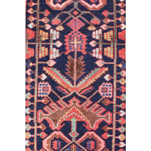 Tribal Midcentury Persian Hamedan Rug in Midnight Blue, Red, Green and Brown For Sale - Image 4 of 7