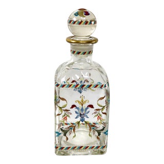 Mid 20th Century Mid-Century Modern Hand Painted Glass Decanter From Portugal For Sale