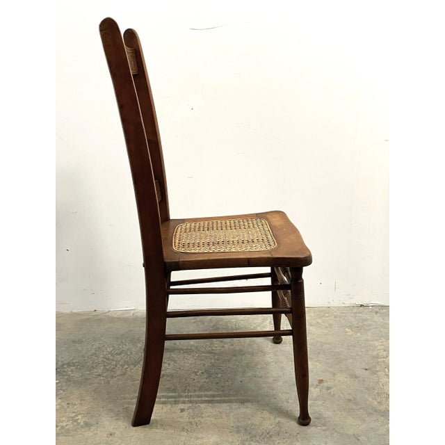 Farmhouse Farmhouse Pressed Back Cane Seat Chair For Sale - Image 3 of 10