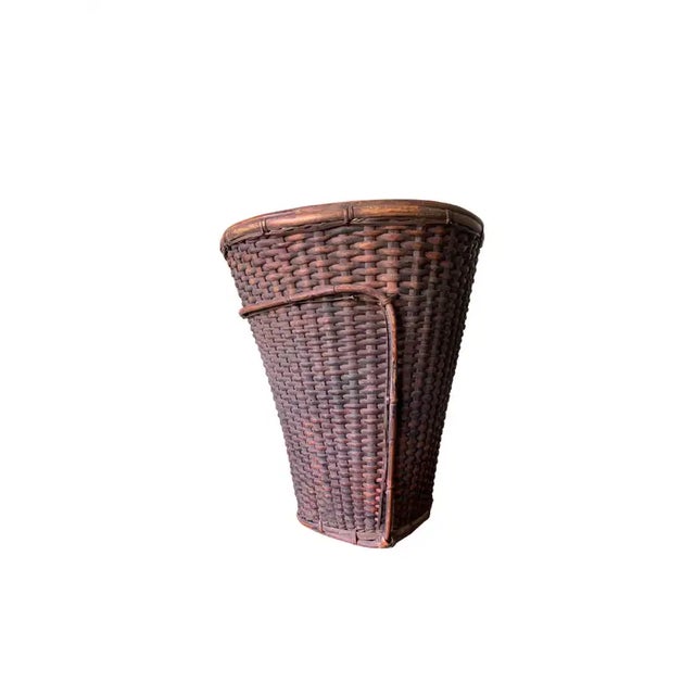 Wood Rattan Basket Dayak Tribe Hand-Woven From Kalimantan, Borneo, Mid 20th Century For Sale - Image 7 of 8