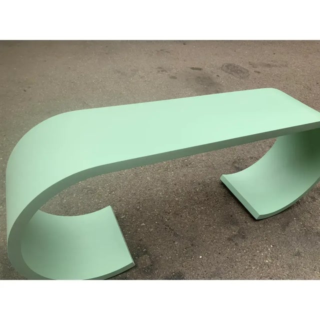 Mid-Century Modern Mid Century Modern Waterfall Style Console Sea Foam Green For Sale - Image 3 of 5