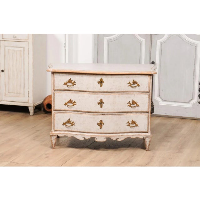 Wood 1760s Rococo Period Painted Swedish Chest of Drawers with Serpentine Front For Sale - Image 7 of 12