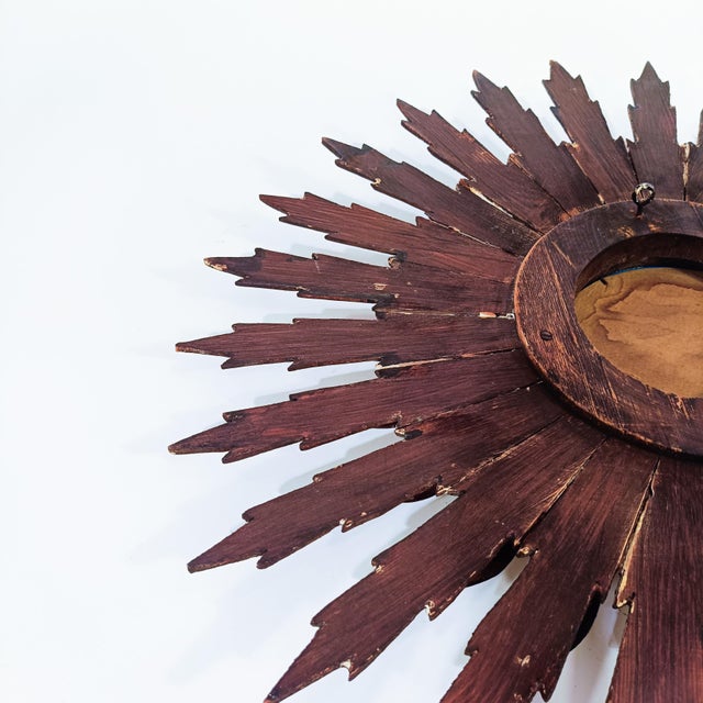 Large Sun Mirror in Wood and Gold Leaf, 1950s For Sale - Image 9 of 11