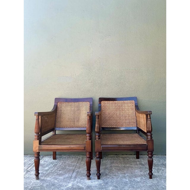 Vintage Carved Wood and Cane Chairs - Pair For Sale In West Palm - Image 6 of 12