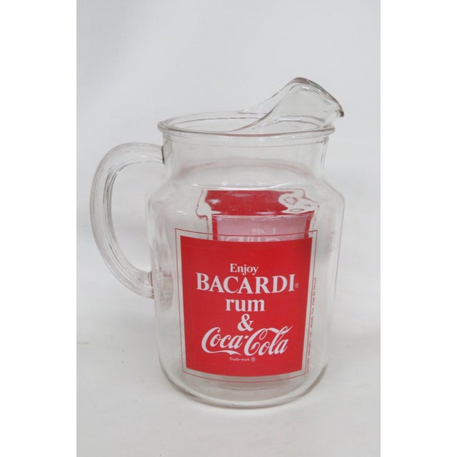 Advertising Glass Pitcher for Bacardi Rum and Coca Cola 1970s Promotion 4865b For Sale - Image 14 of 14