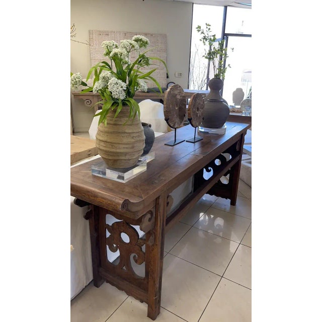 Lily's Living Mid-Century Natural Wood Chinese Walnut Console Table — Grounded Anchor For Sale - Image 4 of 5