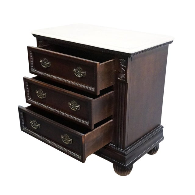 Wood Collezione Europa Cachat Collection Cherry Contemporary Traditional 30" Three Drawer Nightstand W. White Granite Top For Sale - Image 7 of 13