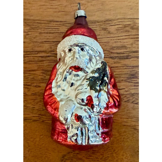 Antique German Mercury Glass Santa Ornaments, Set of 2 For Sale In Boston - Image 6 of 9