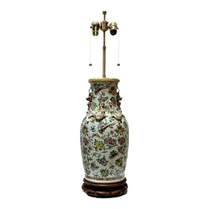 Antique 18th C Chinese Famille Rose Pottery Lamp