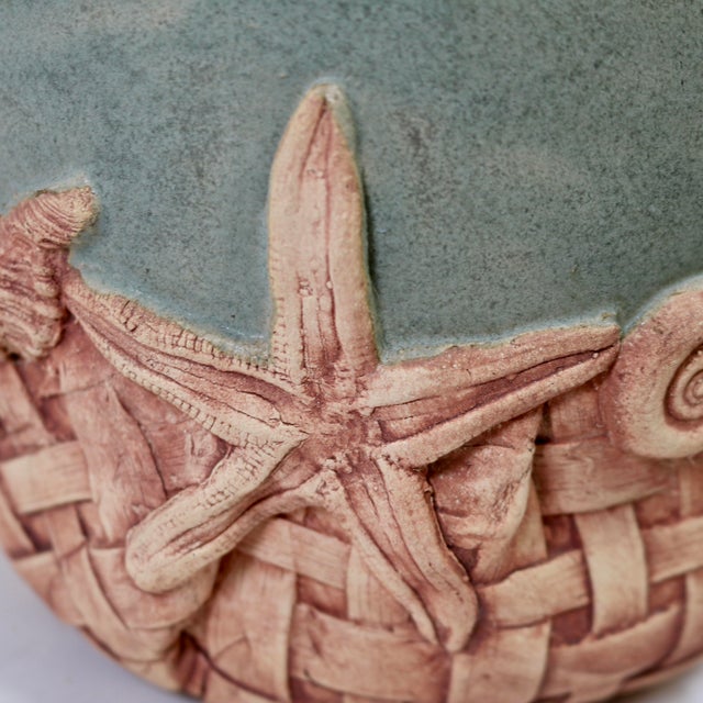 Large 11.5” Vintage Leo & Karin Villaroman Coastal Marine Sculptural Lidded Stoneware Vessel For Sale - Image 15 of 17