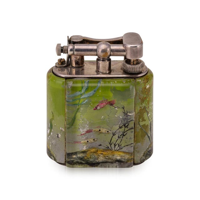 Vintage Tropical Baby Aquarium Table Lighter from Dunhill, 1950s For Sale - Image 4 of 11