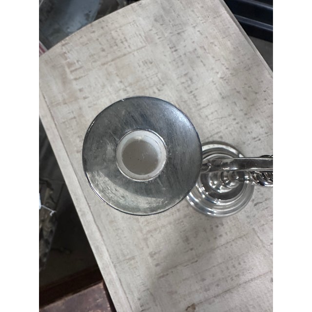 Metal Vintage Silver Plate Candelabra For Sale - Image 7 of 12