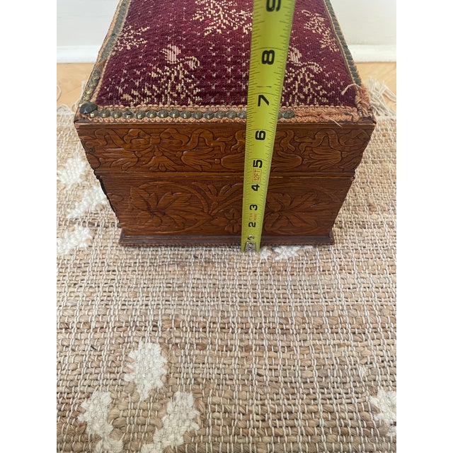 1920s Hand-Carved Wooden Chest Letter Jewelry Box For Sale - Image 9 of 12