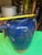 1970s Oversized Blue Ceramic Vase With Metal Ears For Sale - Image 9 of 11