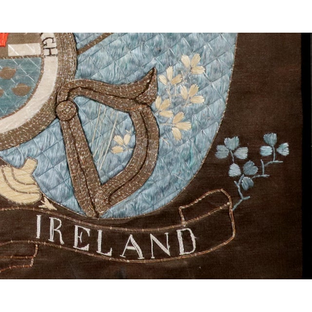 Victorian Silkwork of Irish Interest-Erin Go Bragh: Patriotic Irish Silkwork Panel For Sale - Image 3 of 11