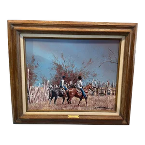 1990s “The Old Fence “ Original Painting by Lawrence Benjamin Porter, Framed